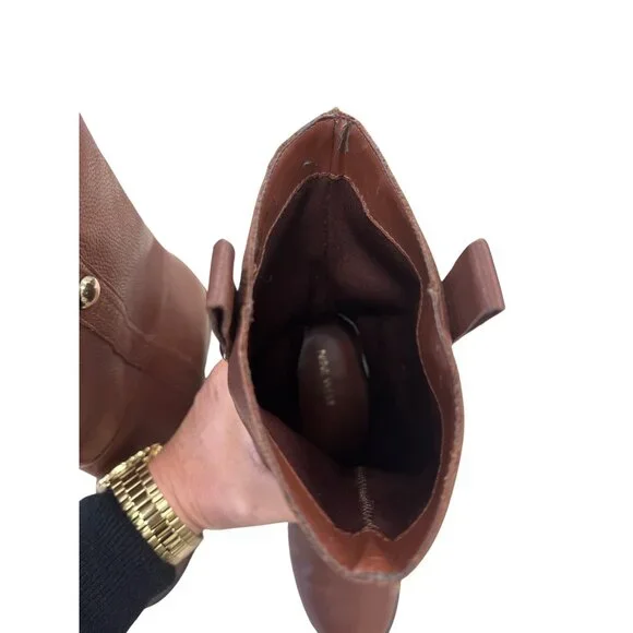 Nine West Womens Brown Leather retro Y2K Mid Calf Boots Size 10M SKU 7171 - Picture 9 of 10